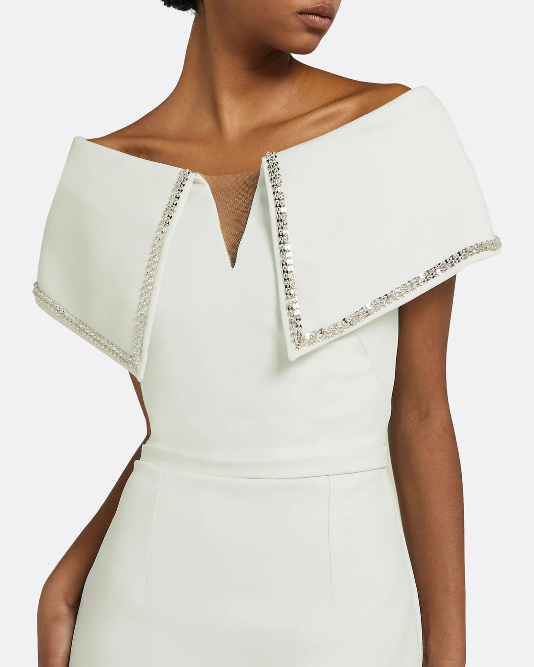 Off-the-shoulder midi dress with embellished neckline - Jessica
