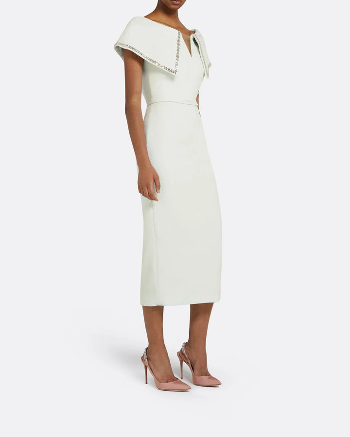Off-the-shoulder midi dress with embellished neckline - Jessica