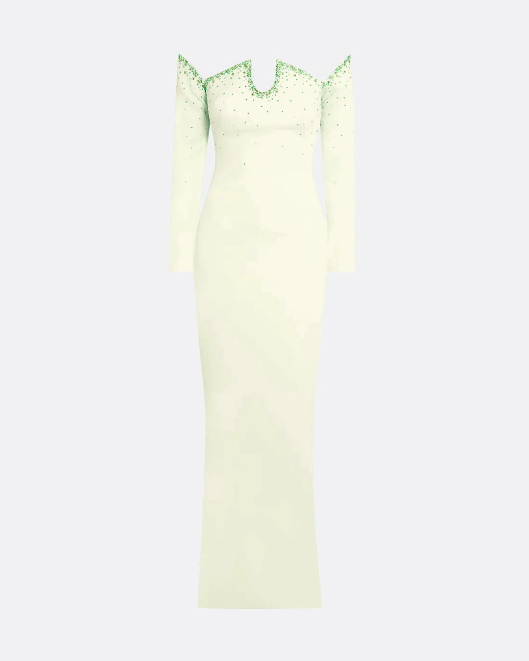 off-shoulder column gown with crystal-trimmed neckline – EMEDA-1