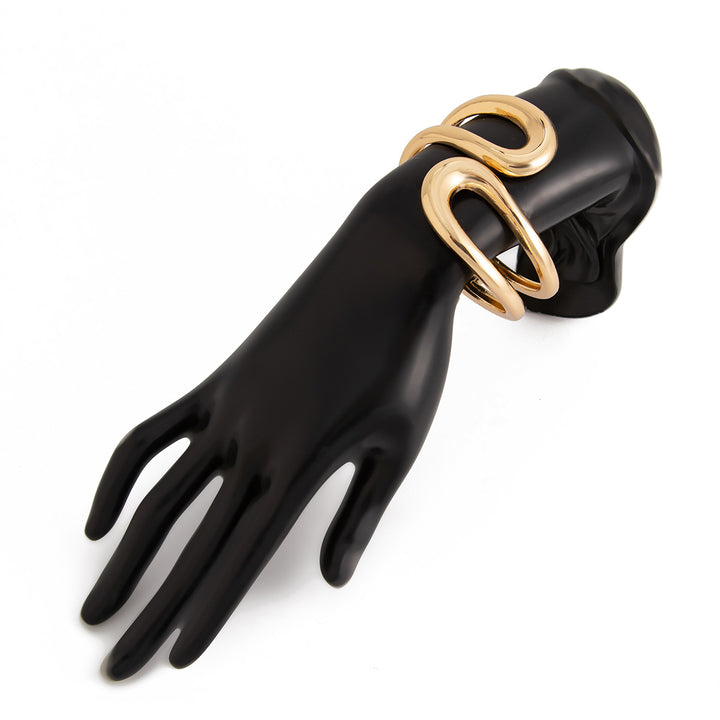 Abstract wave-shaped open cuff bracelet with polished finish – Akjy