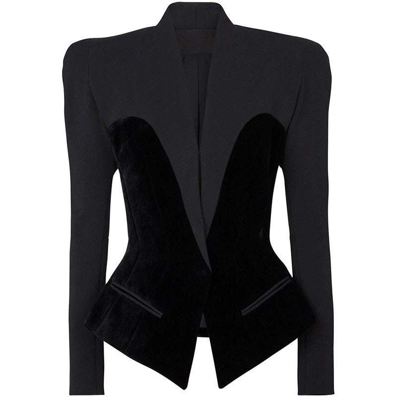 structured velvet-panel blazer – BOLIR