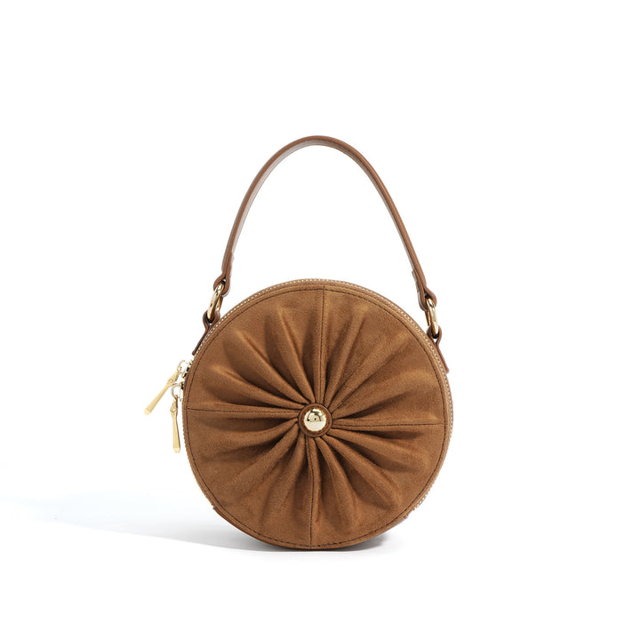 round ruched suede bag with top handle - MAVIA