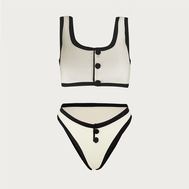 contrast trim button detail bikini set – COLETTE