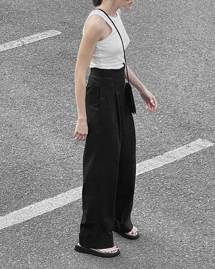 wide-leg tailored pants with high waistband – LUXE