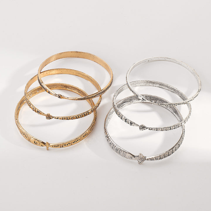 engraved fish motif bangle bracelet - KORAMU