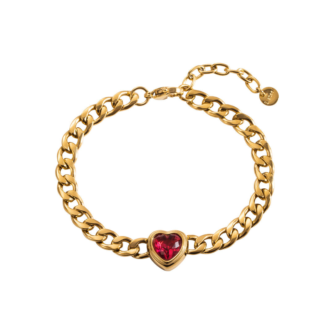 gold-tone chain bracelet with heart-cut crystal - AMORA