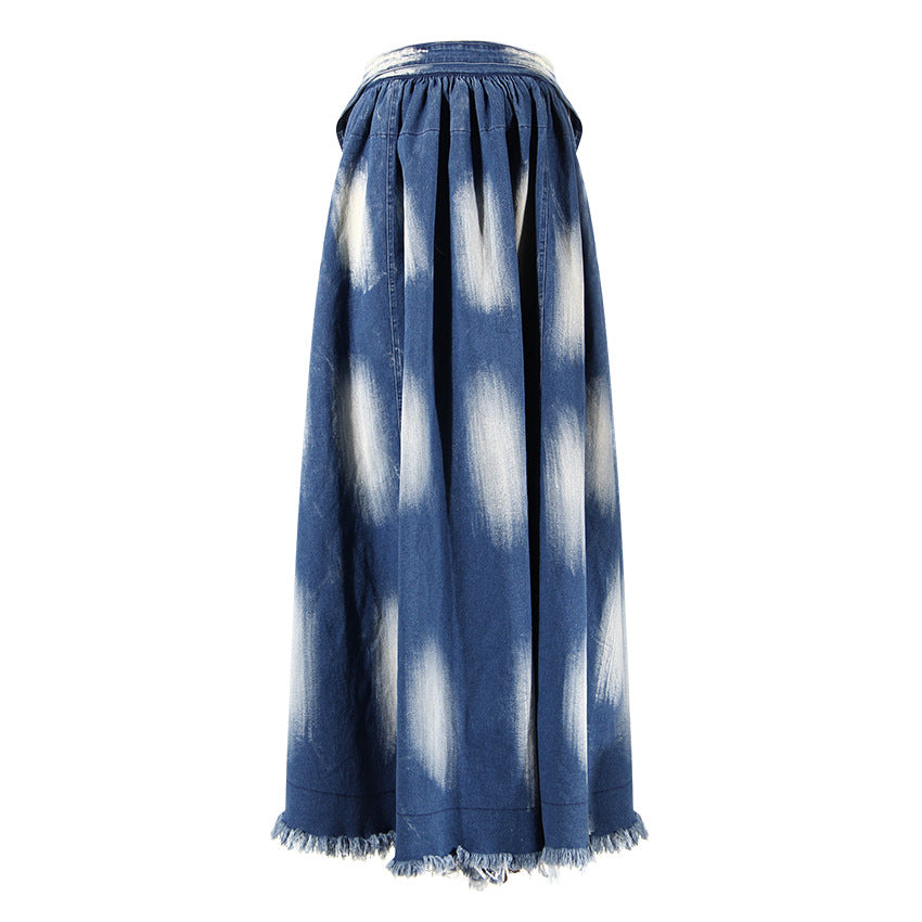 asymmetrical denim skirt with tie detail – AURANXI