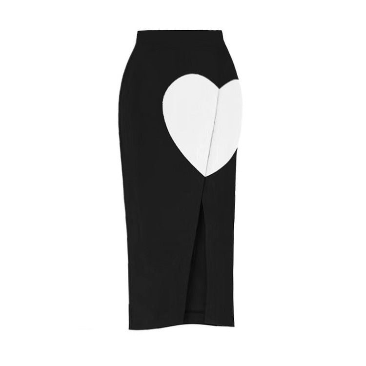 heart appliqué crop bikini with midi slit skirt set – LOVE