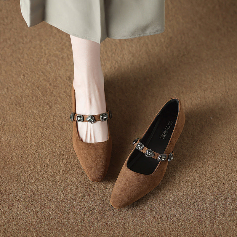 pointed flats with embellished strap - ZOYANRIT