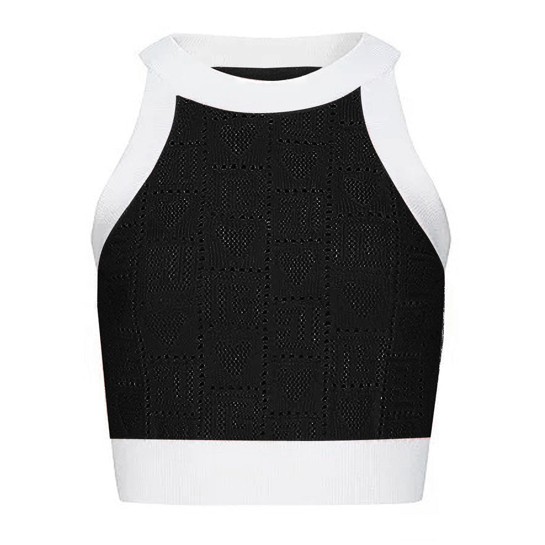 three-piece crochet knit set with contrast trim – LARISSAP