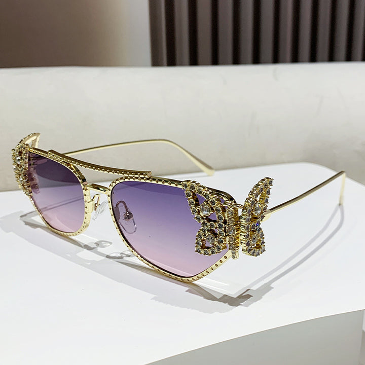 embellished butterfly-frame sunglasses with gradient lenses - AURELIXA