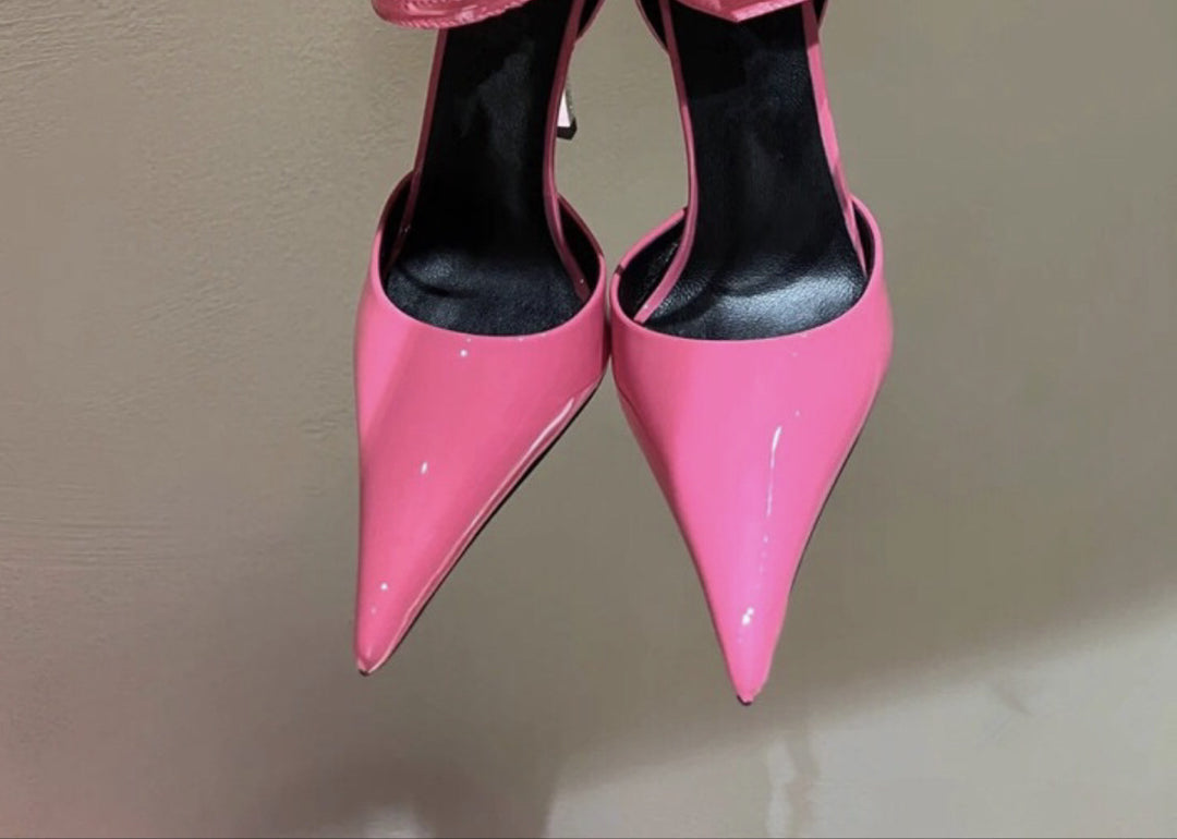 triple-strap pointed-toe heels with studded details – AURORA