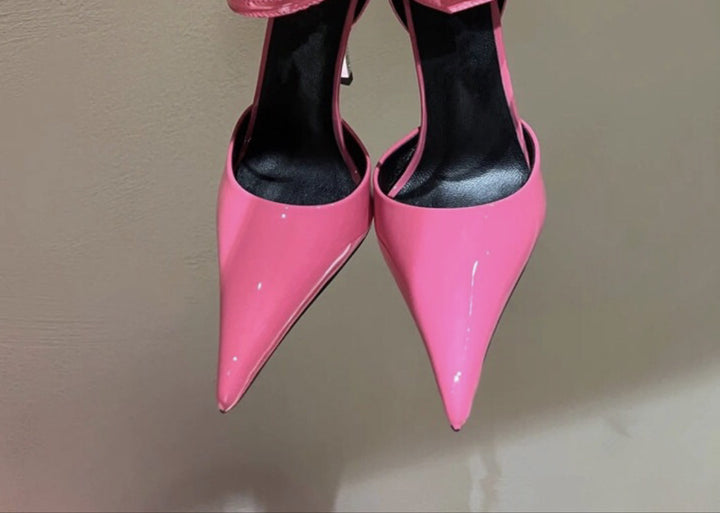 triple-strap pointed-toe heels with studded details – AURORA