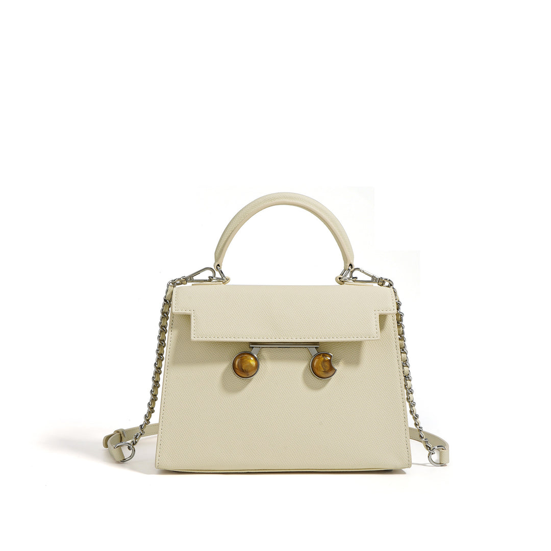 structured top-handle bag with tortoiseshell clasp - DALCIA
