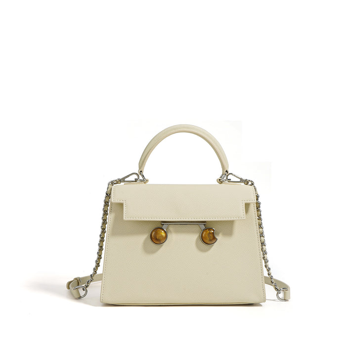 structured top-handle bag with tortoiseshell clasp - DALCIA