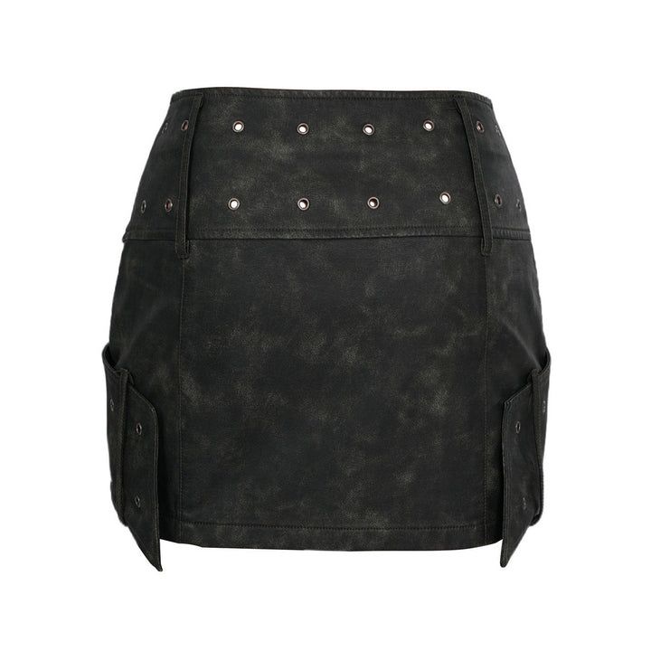 leather mini skirt with oversized buckle detail - Firwxdt