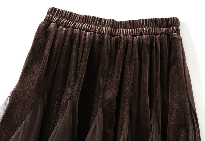 pleated tulle midi skirt with elastic waist – IVORY
