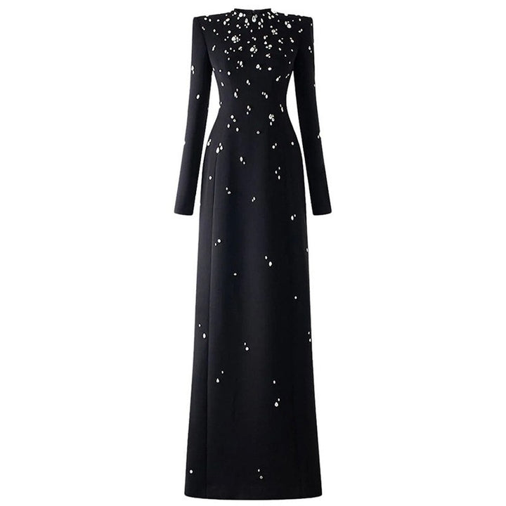 embellished long-sleeve column gown – Lormen