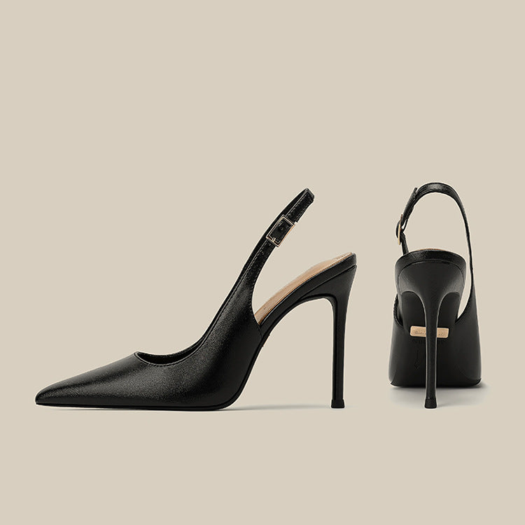 Pointed-Toe Leather Slingback Pumps – CAMILLE