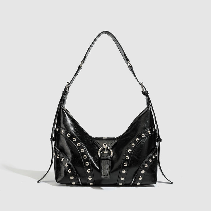 Vintage Studded Black Shoulder Bag -  Hobo