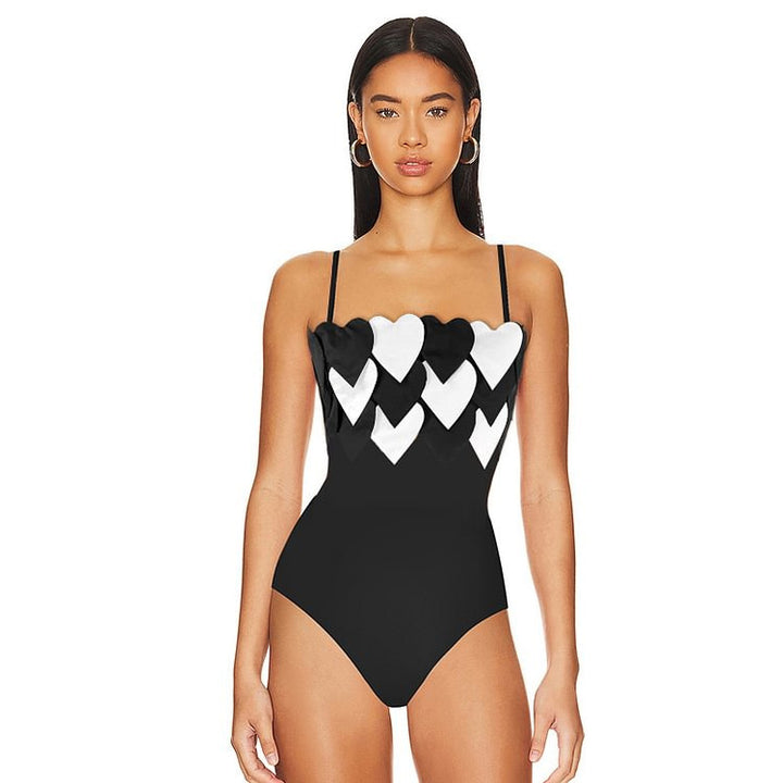 heart appliqué crop bikini with midi slit skirt set – LOVE