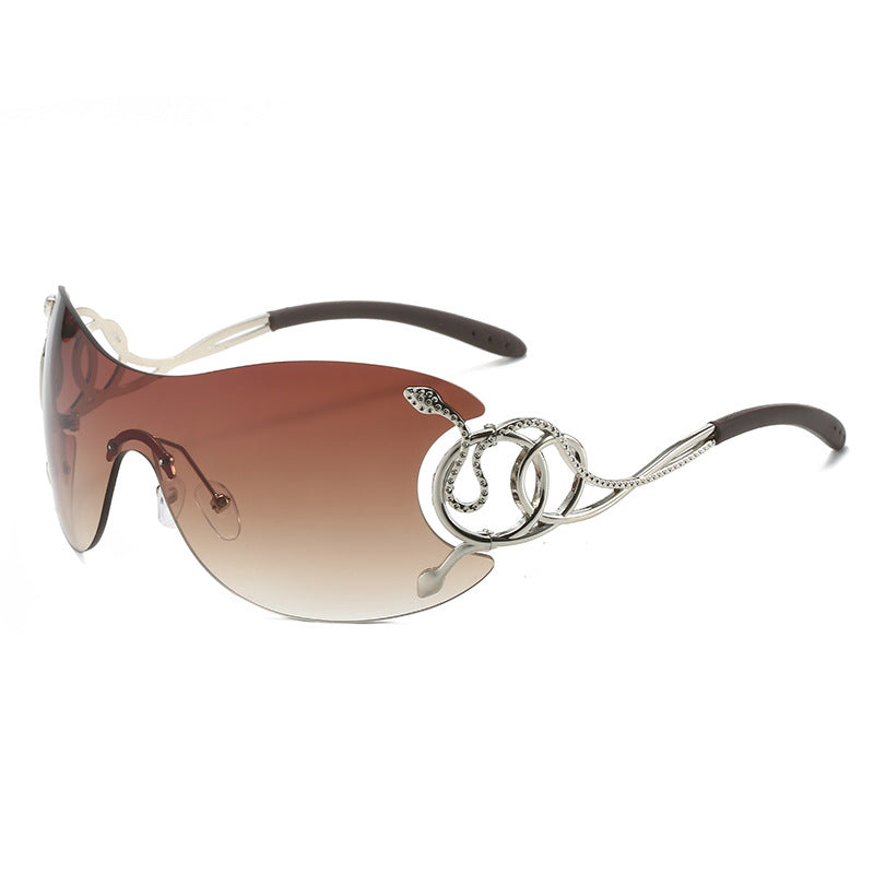 futuristic rimless sunglasses with snake metalwork - NOVAQ