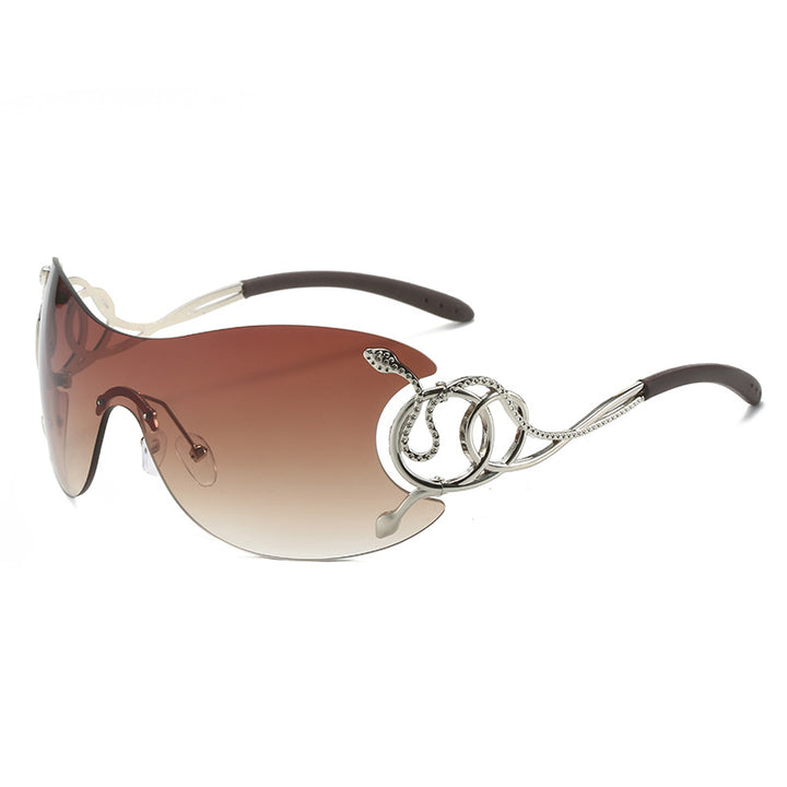 futuristic rimless sunglasses with snake metalwork - NOVAQ