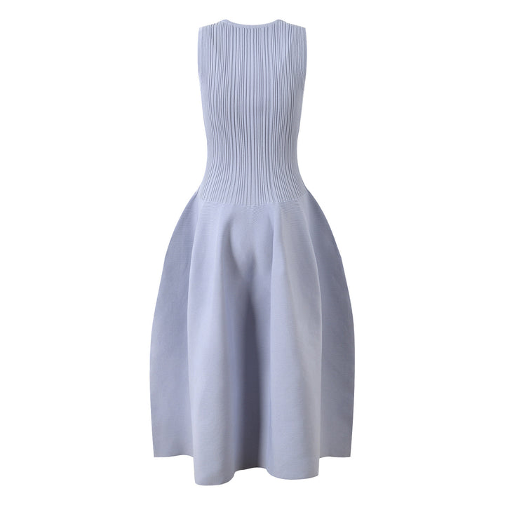 sleeveless midi dress with pearl-trim neckline – AURORAQL