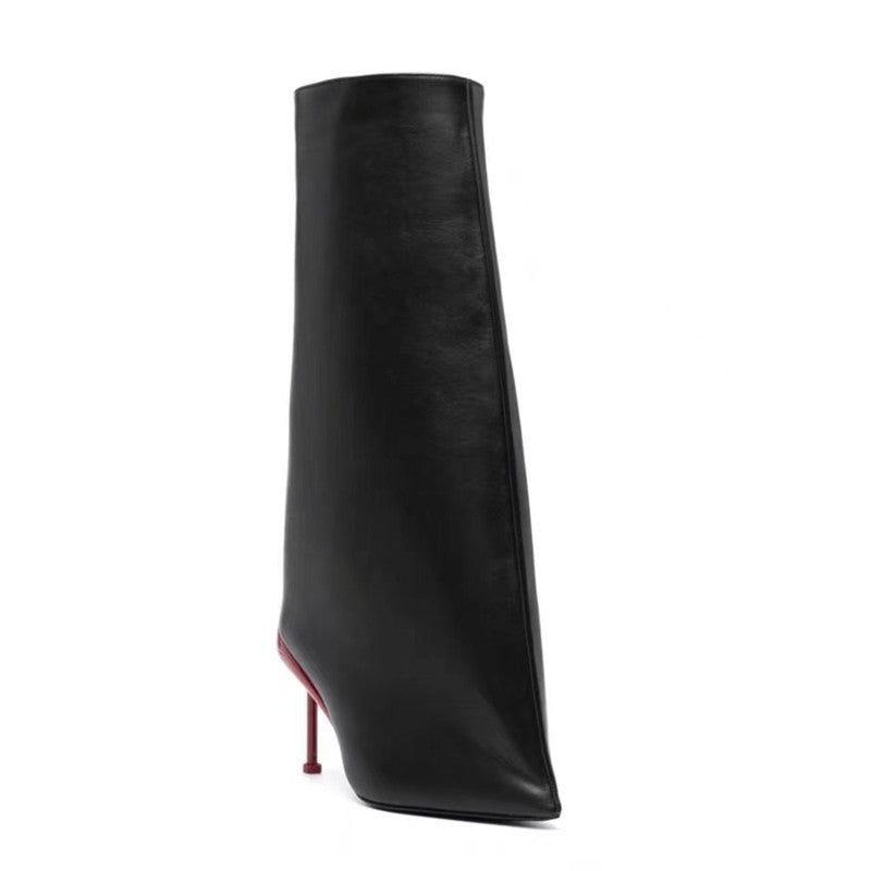 pointed-toe sculpted leather boots – VANTA