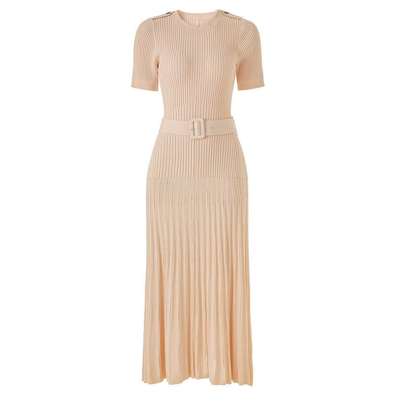 Champagne Ribbed Knit Maxi Dress - Grace