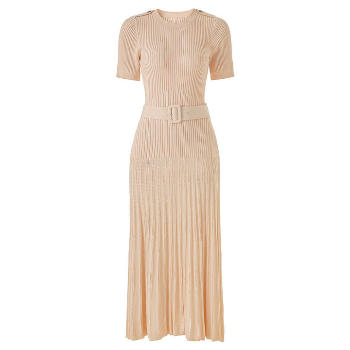 Champagne Ribbed Knit Maxi Dress - Grace
