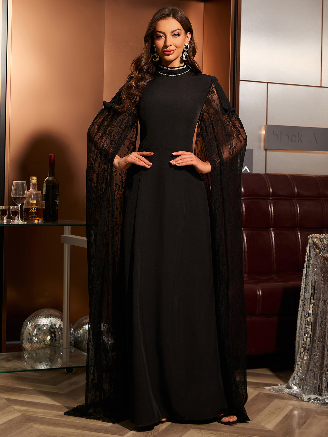 Haut à manches évasées plissées et ensemble jupe longue avec ceinture à la taille – Rosiny 