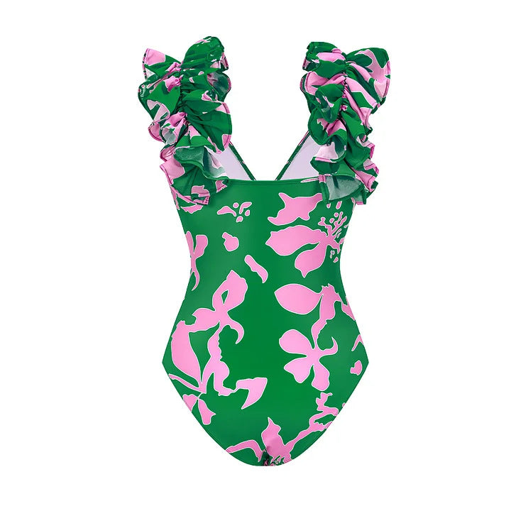 bow-strap floral swimsuit with tiered maxi skirt – ELADWY