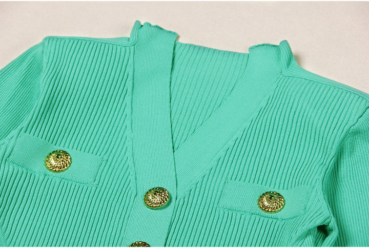 Haut à manches évasées plissées et ensemble jupe longue avec ceinture à la taille – Rosiny 