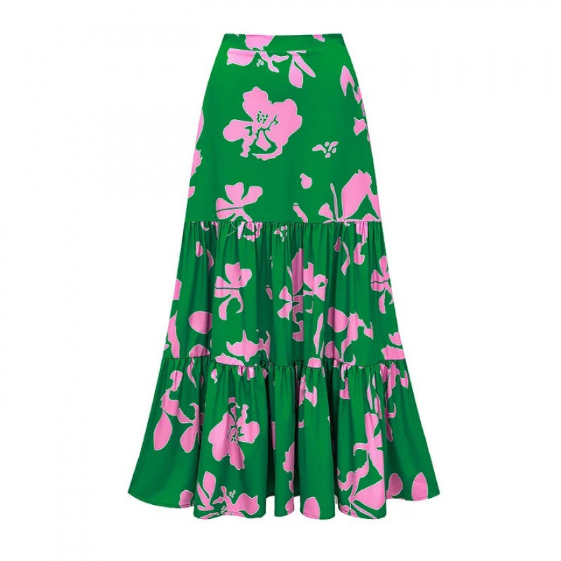 bow-strap floral swimsuit with tiered maxi skirt – ELADWY