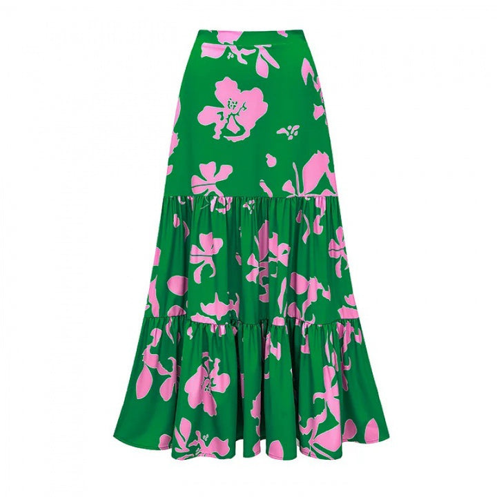 bow-strap floral swimsuit with tiered maxi skirt – ELADWY