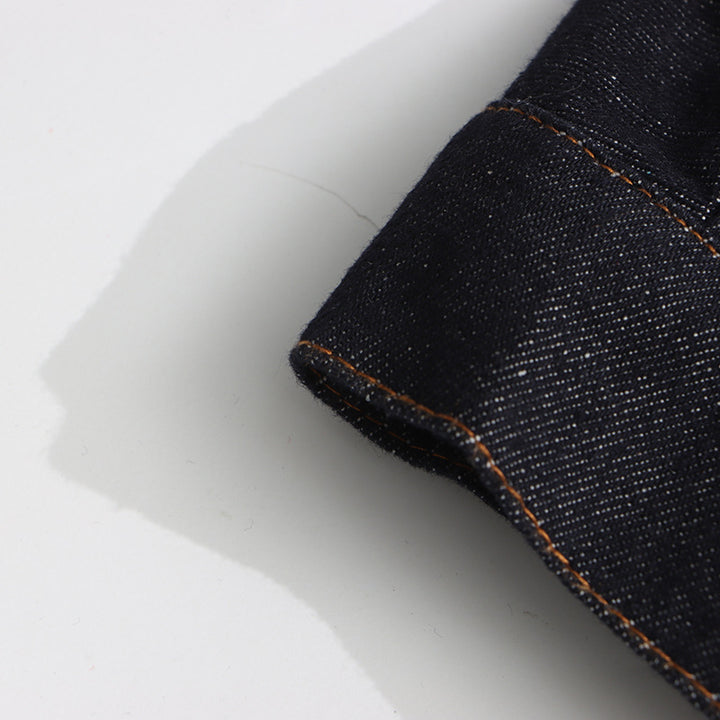 structured denim jacket with gold button detailing – AURELIA