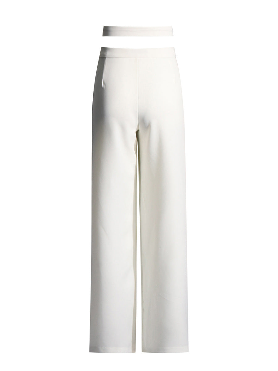 high-waist wide-leg pants with floral belt detail – ROSA