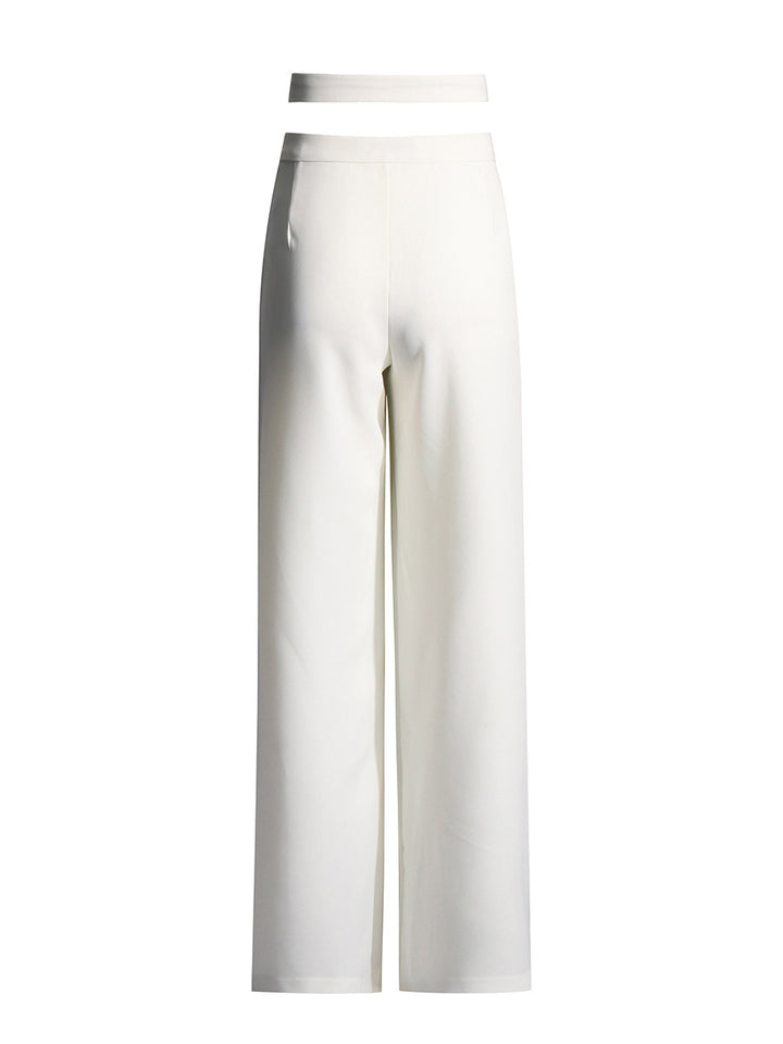 high-waist wide-leg pants with floral belt detail – ROSA