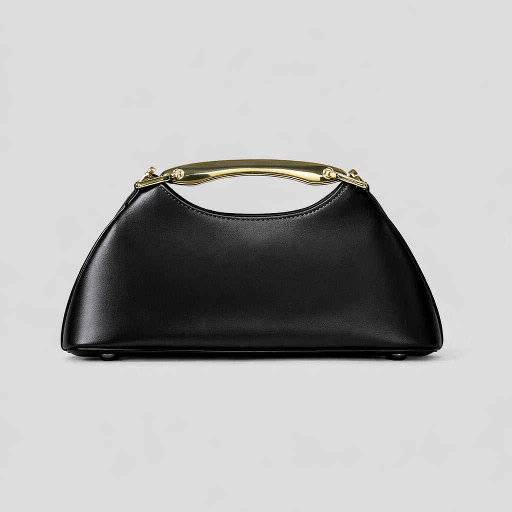 structured mini shoulder bag with gold handle – EMERALD