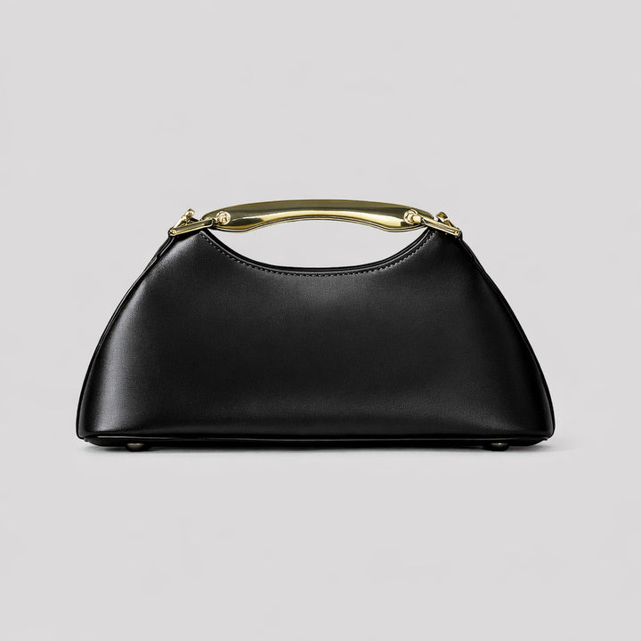 structured mini shoulder bag with gold handle – EMERALD