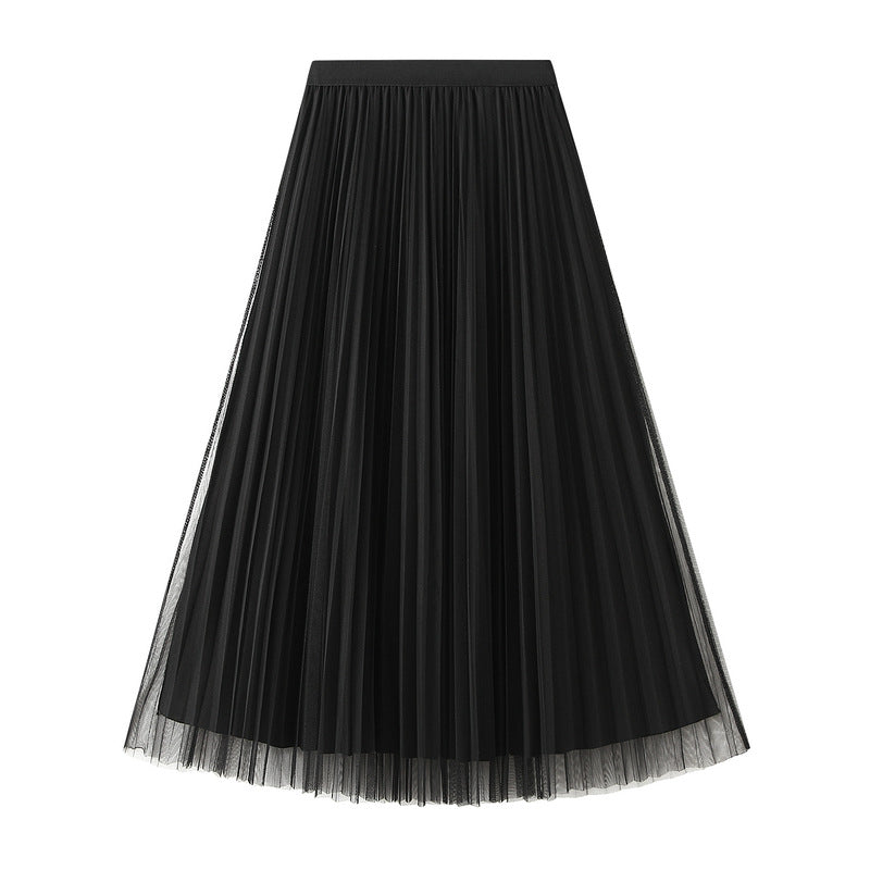 Pleated Midi Skirt with Elastic Waist – CHAMPAGNE