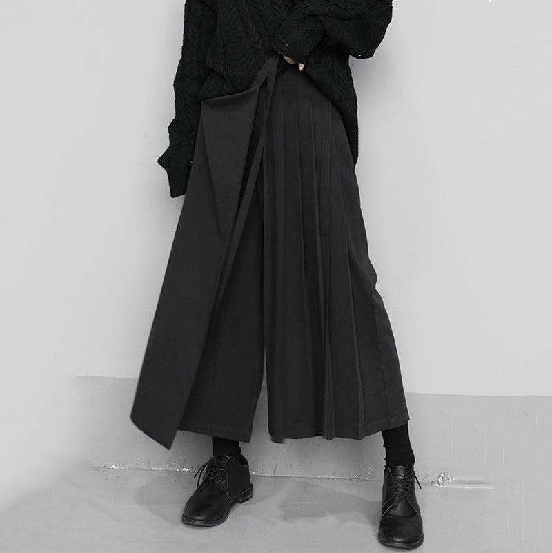 pleated wrap wide-leg pants with tie waist – NOIRIS