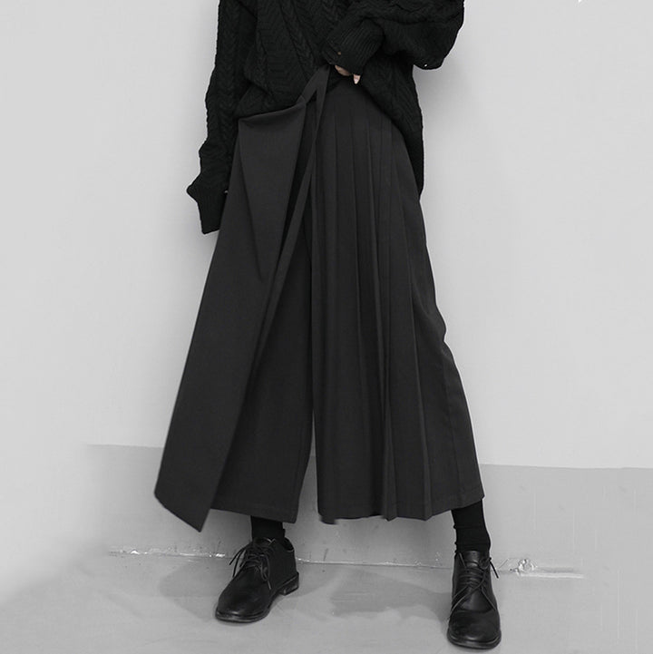 pleated wrap wide-leg pants with tie waist – NOIRIS
