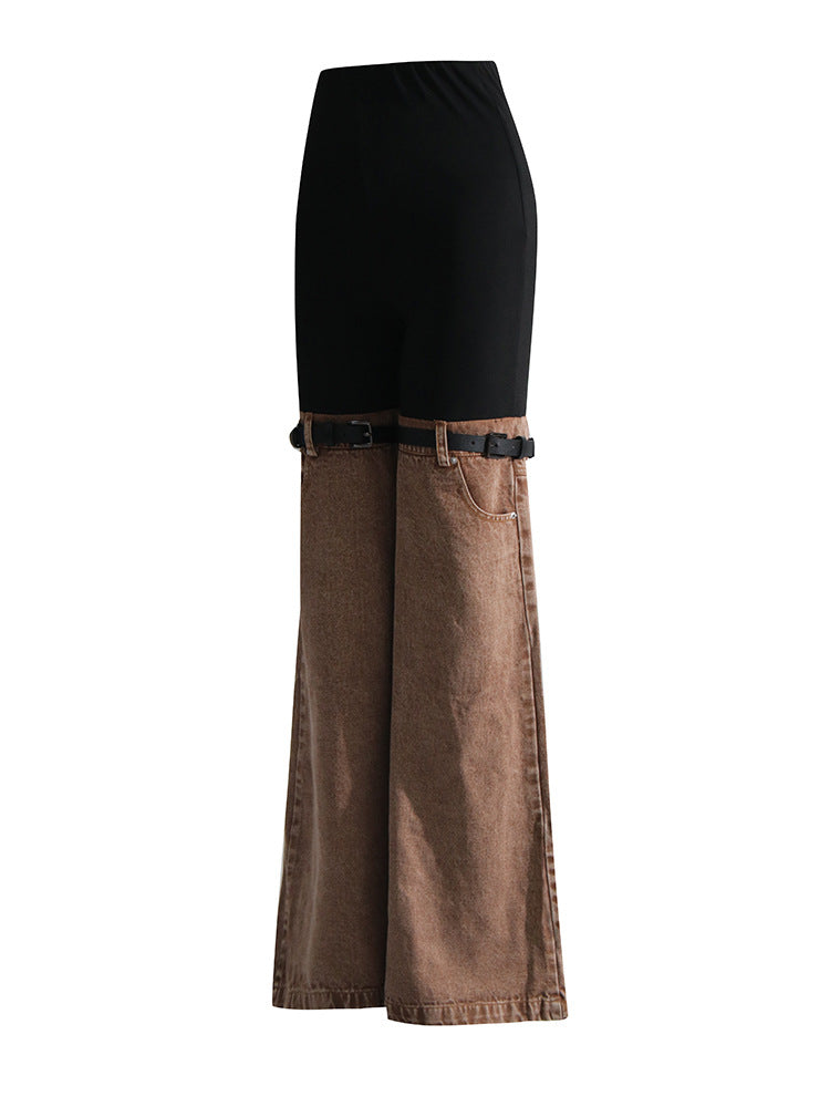 High-waist two-tone wide-leg pants – NOIRÉ
