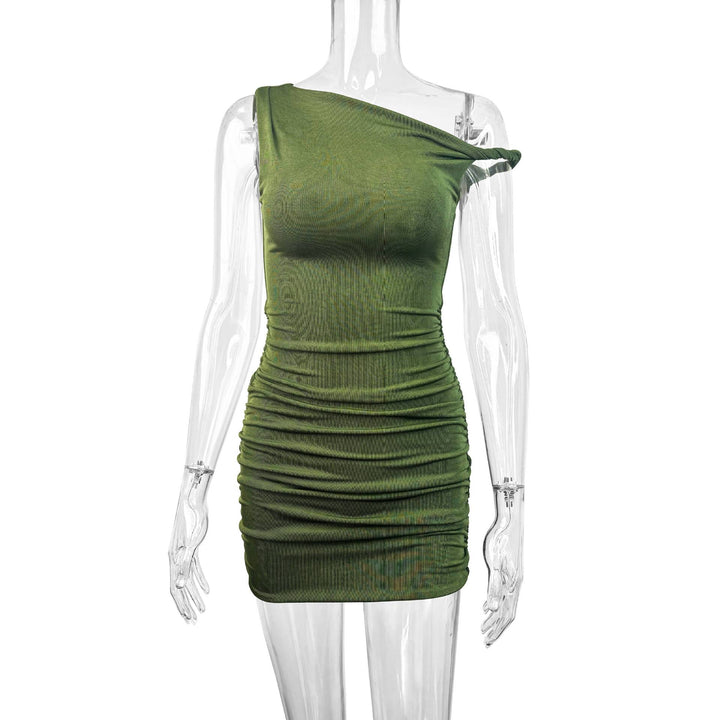 Solid Twisted Asymmetrical Mini Dress