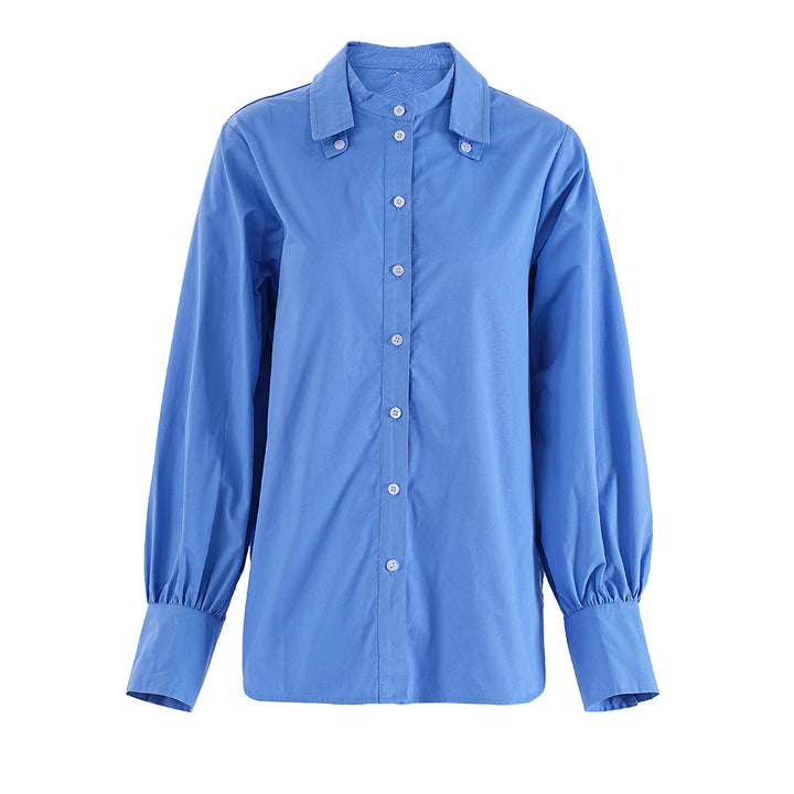 classic cotton button-down shirt with gathered cuffs – SKYLA