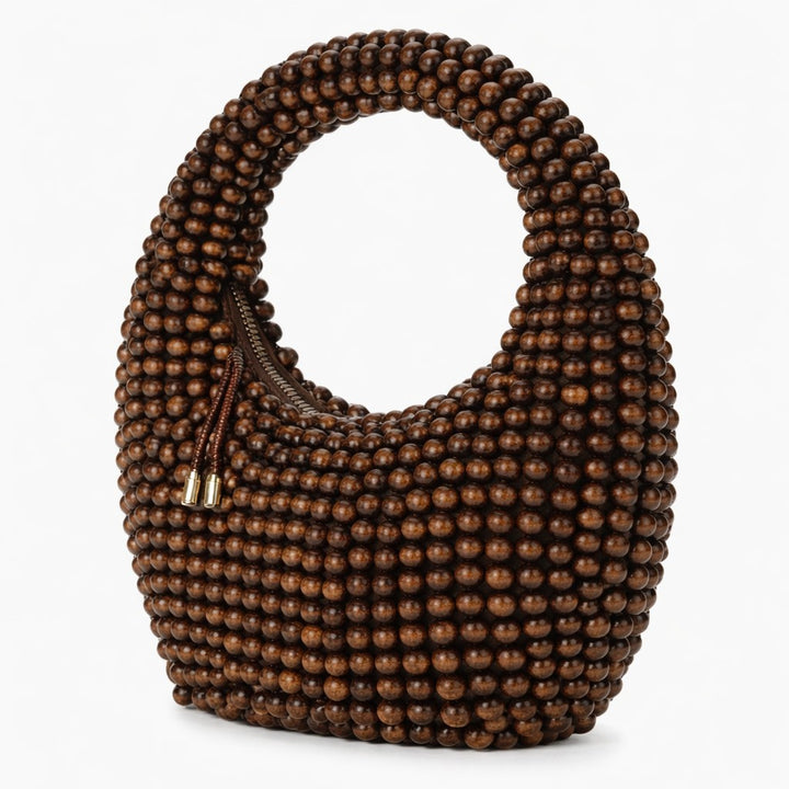 beaded hobo shoulder bag with rounded handle – CURVE