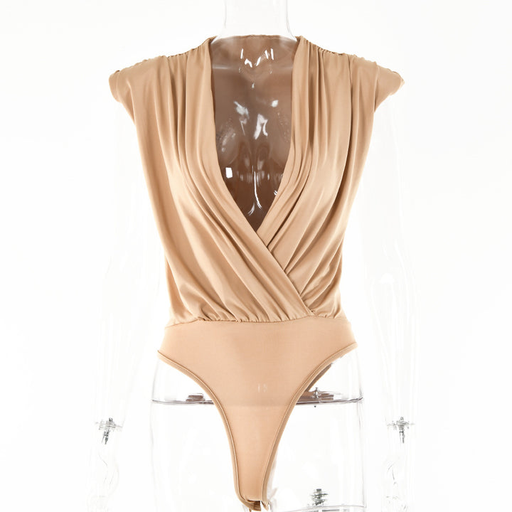 Ruched Crossed Sleeveless Bodysuit