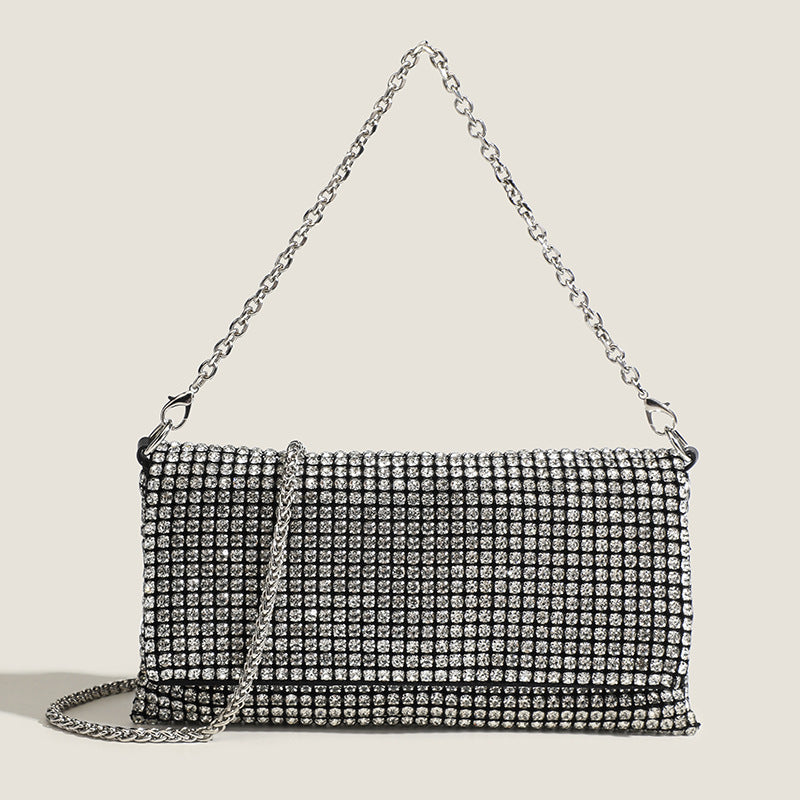Crystal Mesh Chain Shoulder Bag - Glam